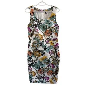 LTD Womens Floral Sheath Dress Size 8 Sleeveless Pique Textured Multi Color Zip